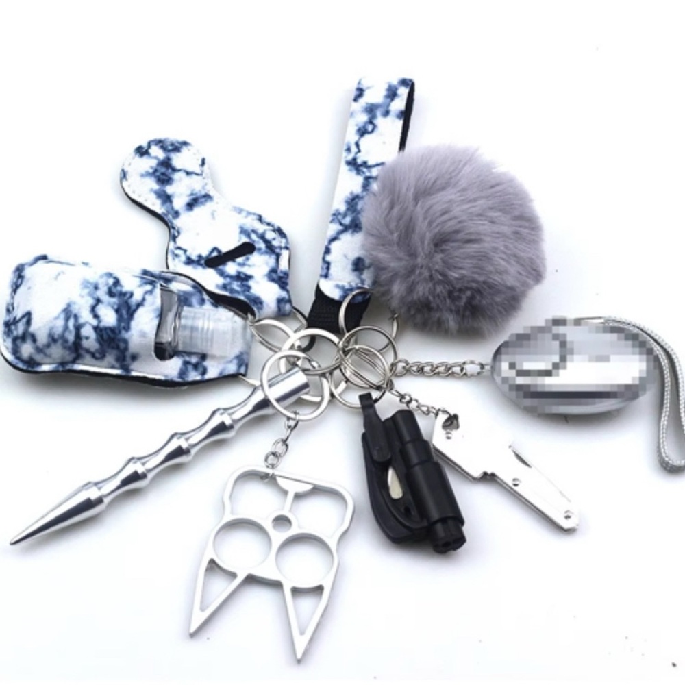Marble and Silver Women's Keychain Accessory Set